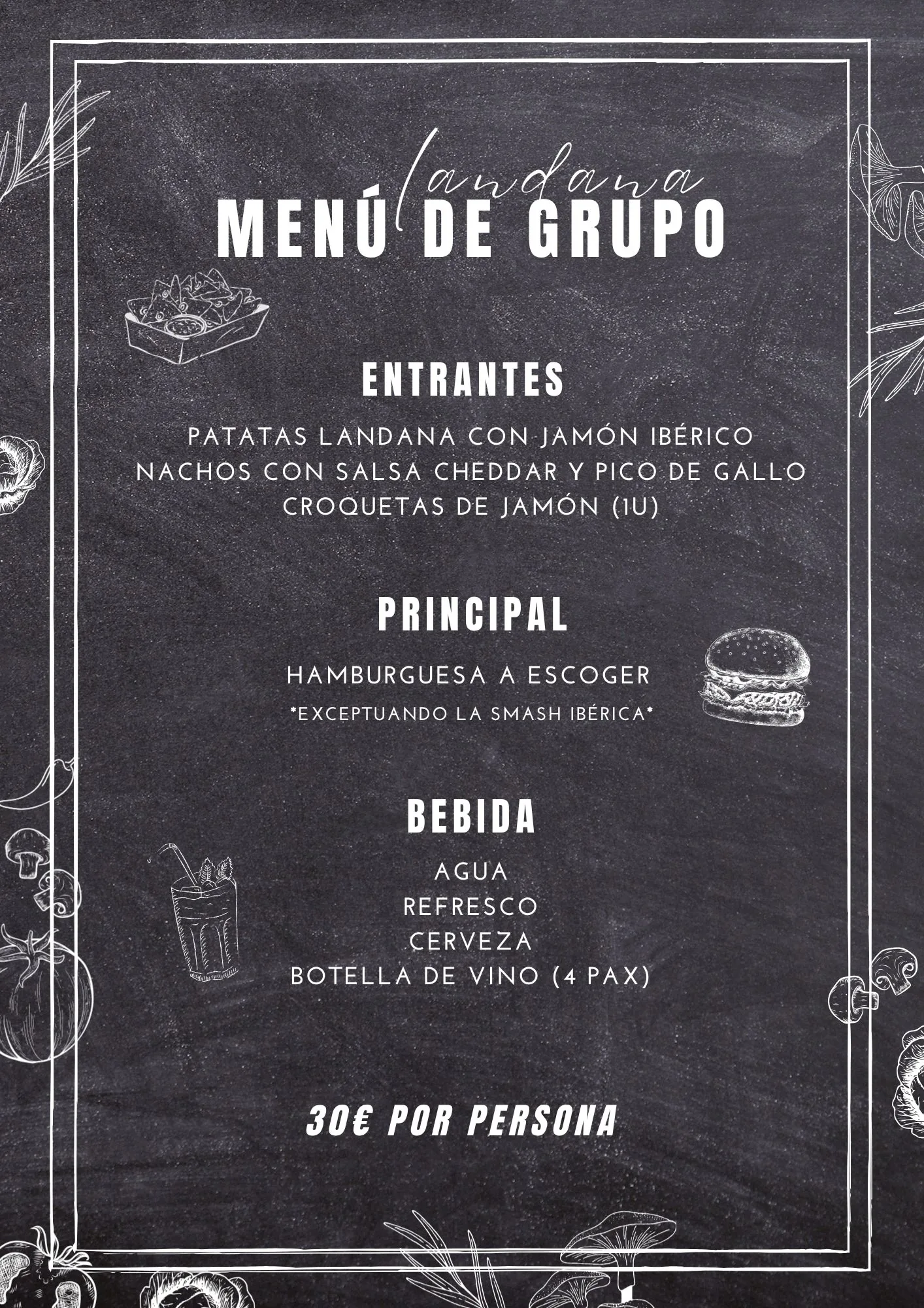 Menú para grupos de Landana