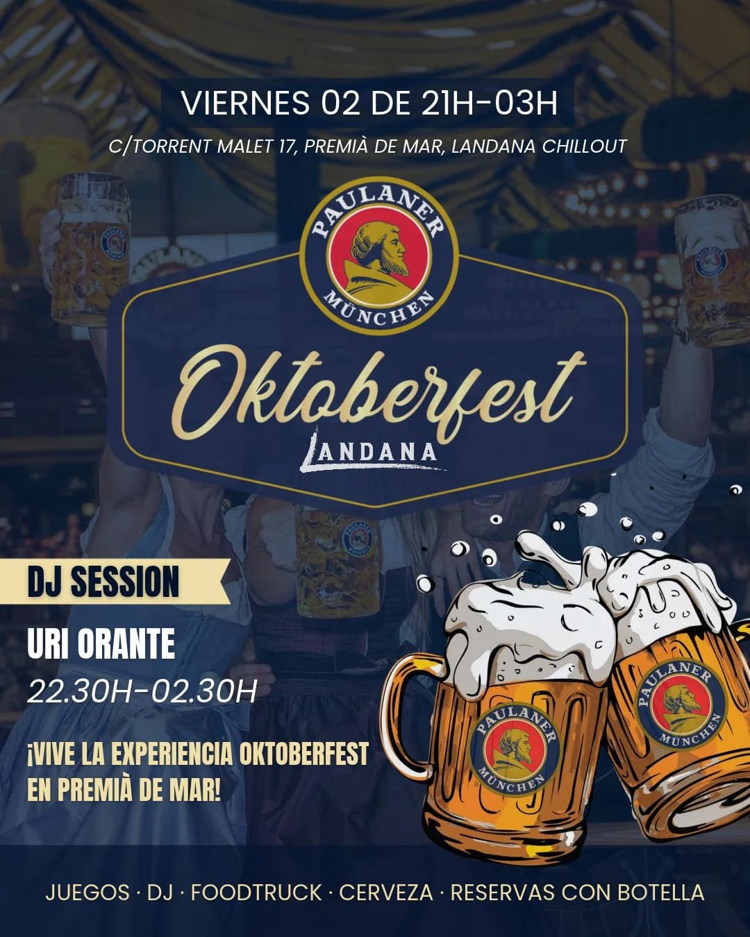 OKTOBERFEST VIERNES 02 DE OCTUBRE DE 21H-03H. DJ URI ORANTE